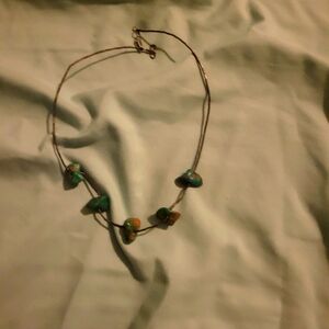 Navaho sliver and raw turquoise choker